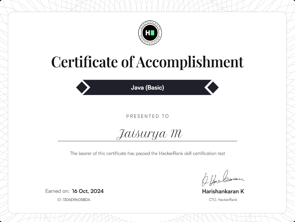 HackerRank - Java certificate