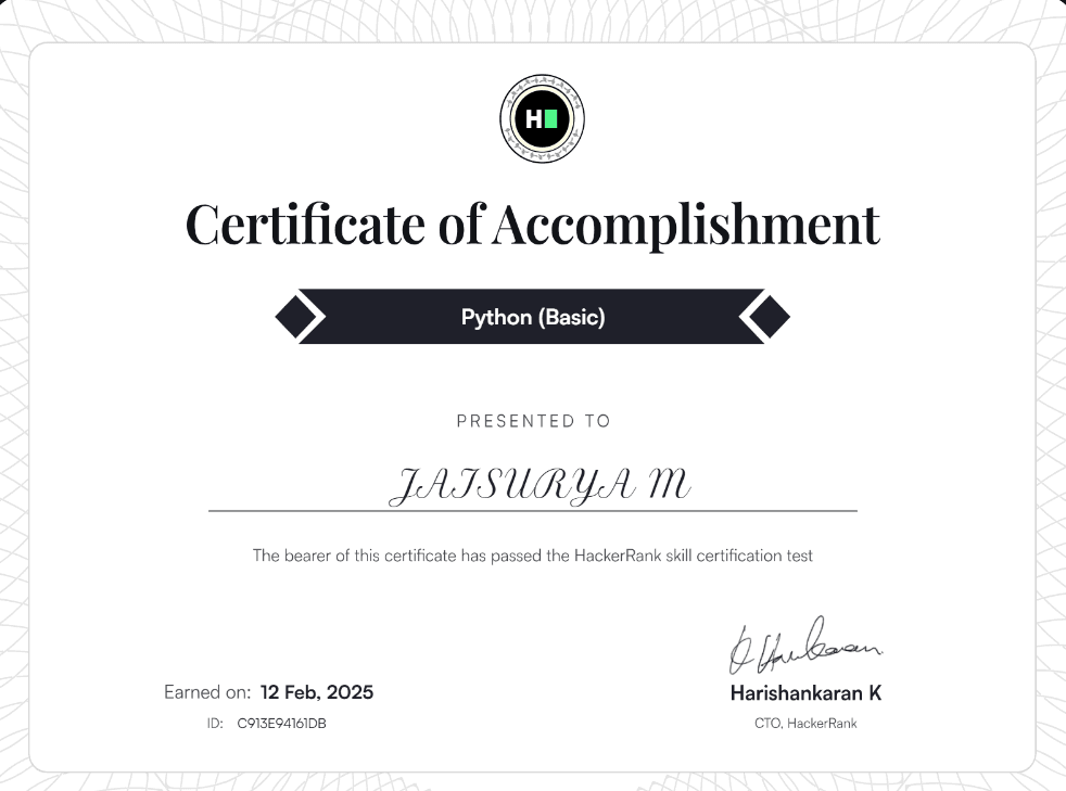 HackerRank - Python certificate